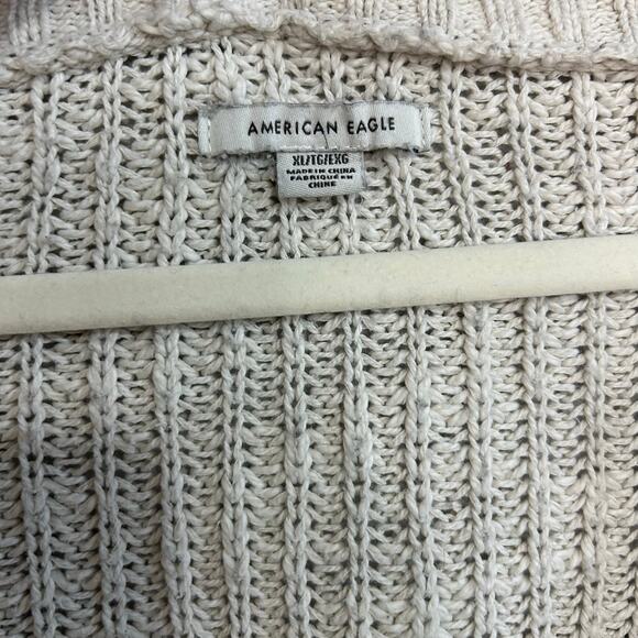 American Eagle Outfitters Cream V-Neck Chunky Knit Oversized Sweater Size XL - Picture 4 of 6
